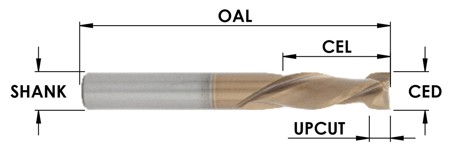 Sc Moab-Plus Coated 2+2 Compression Bit ( Md Extended Life) : 1/4 Cd X 7/8 Cl X 1/4 Shk X 2-1/2 Oal : 1/4 Upcut
