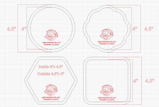 Coaster Router Template Kit - 4 Piece - Norfolk Wood Shop