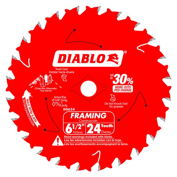 Diablo D0624A 6-1/2 in. 24-Tooth Framing Saw Blade - Norfolk Wood Shop
