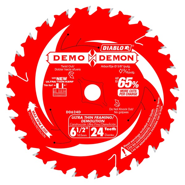 Diablo D0624DA 6-1/2 in. 24-Tooth Ultra-Thin Framing/Demolition Saw Blade - Norfolk Wood Shop