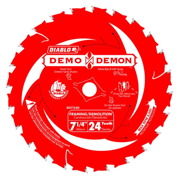 Diablo D0724DA 7-1/4 in. 24-Tooth Demo Demon™ Framing/Demolition Saw Blade - Norfolk Wood Shop
