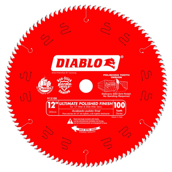 Diablo D12100X 12 in. x 100 Tooth Ultimate Polished Finish Saw Blade - Norfolk Wood Shop