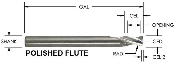 S/C Radius O Fl Spiral 1 Fl X 1/4 Cd X 3/16 R X 1/