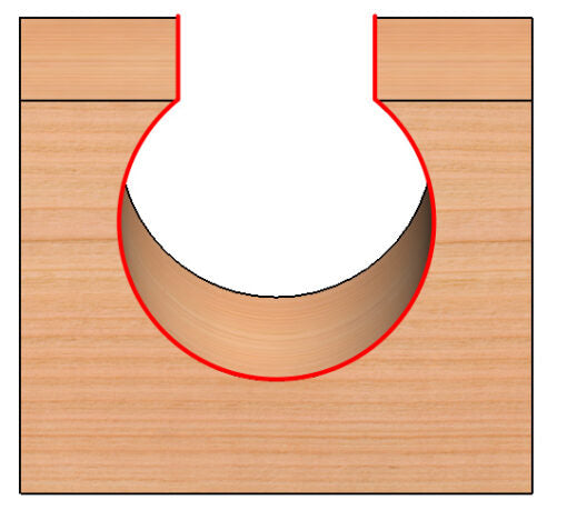 C/T 2 Flute Ball Cutting Bit, 1/2" Rad X 1" Ced