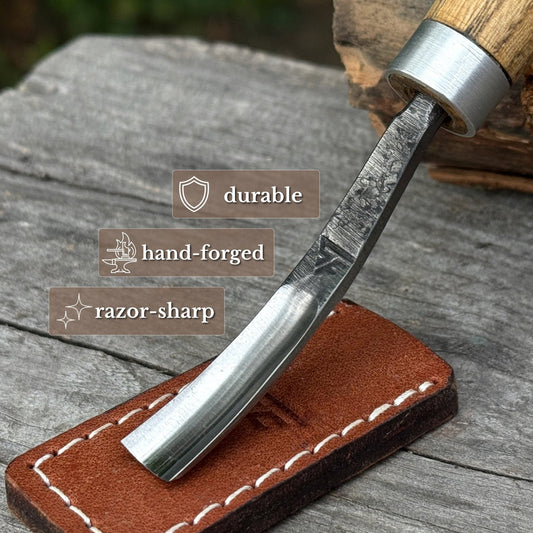 Bent Carving Gouge with Palm Handle, 12 mm / 0.47 in