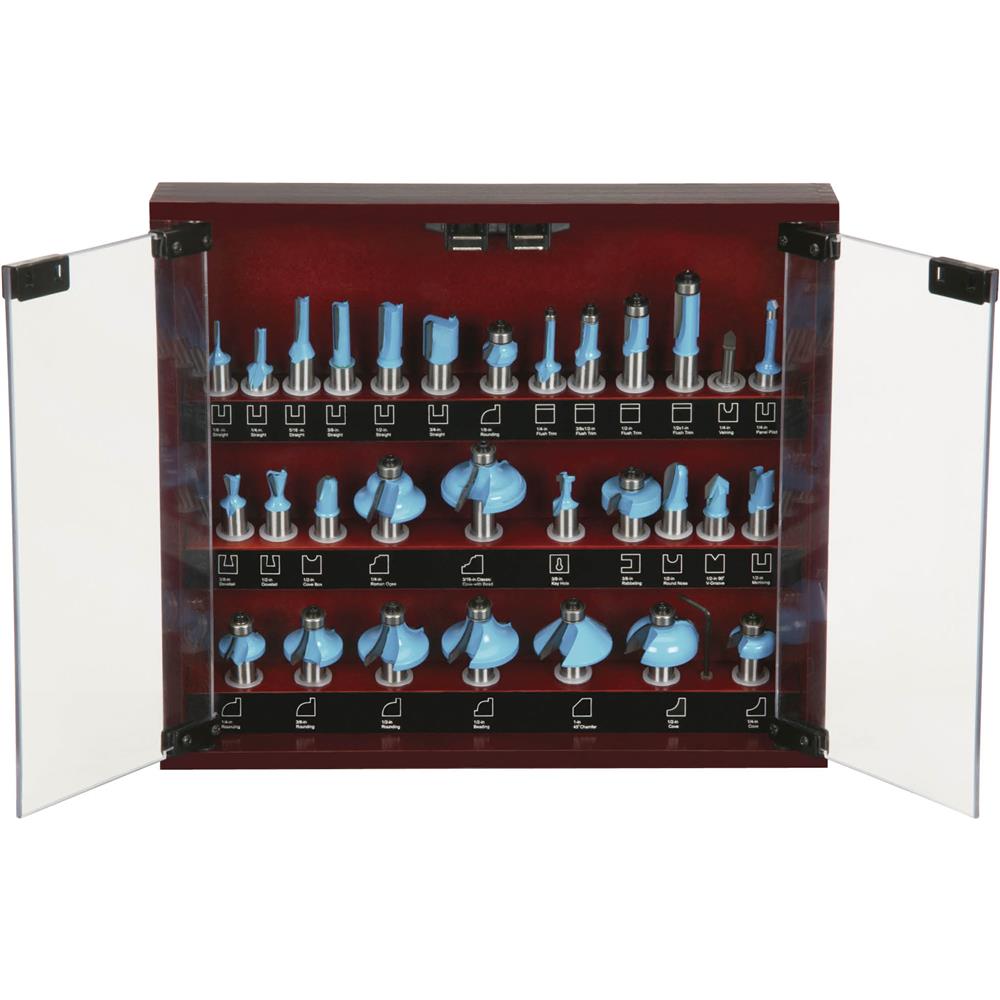 30 Pc. Carbide Tipped Router Bit Set, 1/2" Shank