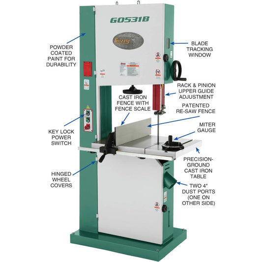 21" 5 HP Industrial Bandsaw w/ Brake