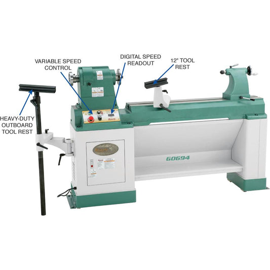 20" x 43" Heavy-Duty Variable-Speed Wood Lathe
