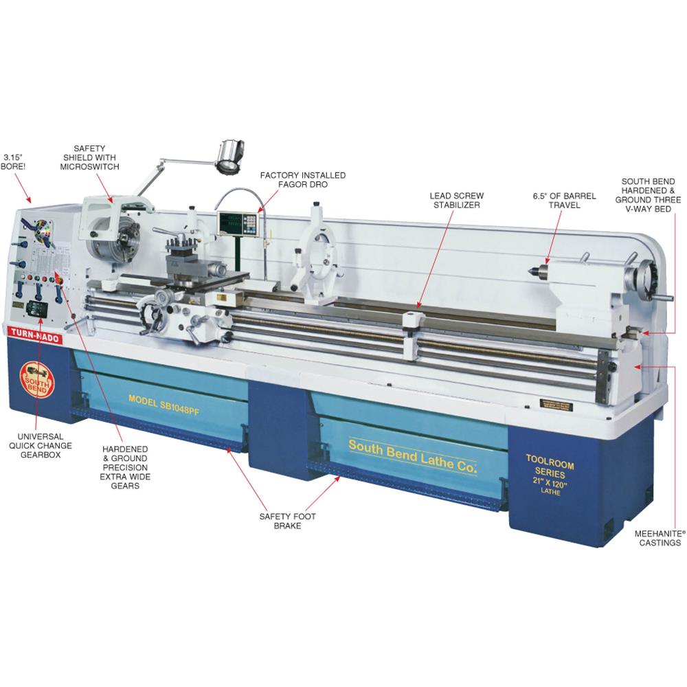 21" x 120" Turn-Nado Gearhead Lathe with DRO