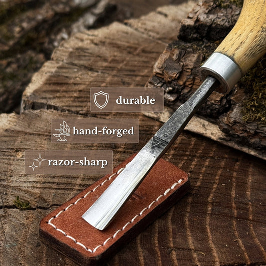 Straight Carving Gouge with Palm Handle, 5-12 mm / 0.20-0.47 in