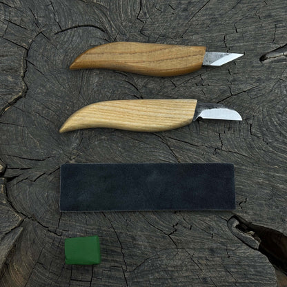 2-Piece Wood Carving Knife Set with Leather Strop