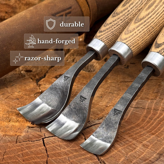 3-Piece Spoon Bent Gouge Set