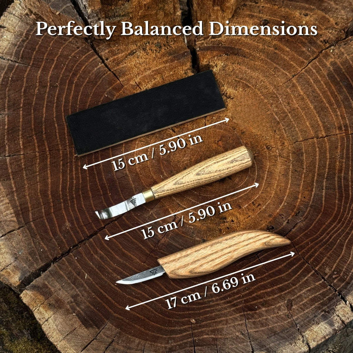 3-Piece Spoon Carving Set – Whittling Knife, Hook Knife & Sharpening Strop