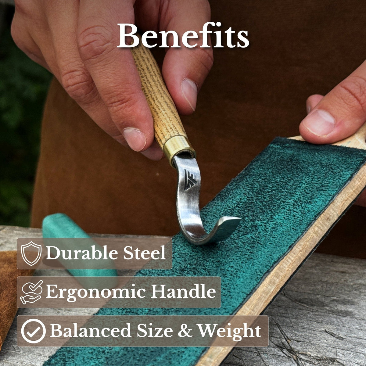 3-Piece Spoon Carving Set – Whittling Knife, Hook Knife & Sharpening Strop