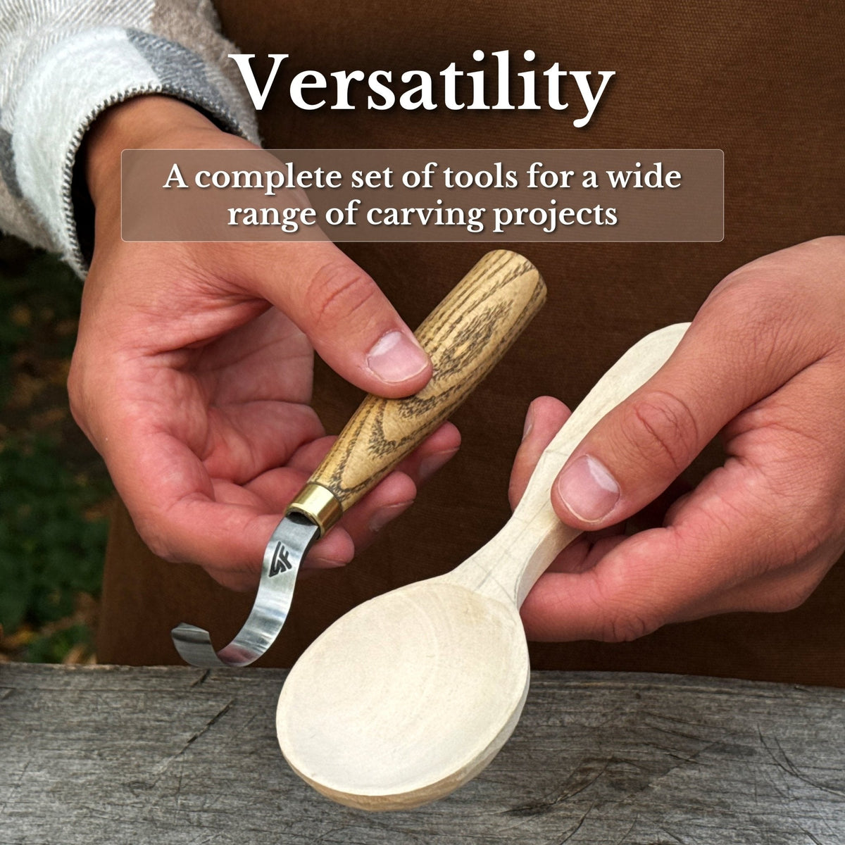 3-Piece Spoon Carving Set – Whittling Knife, Hook Knife & Sharpening Strop