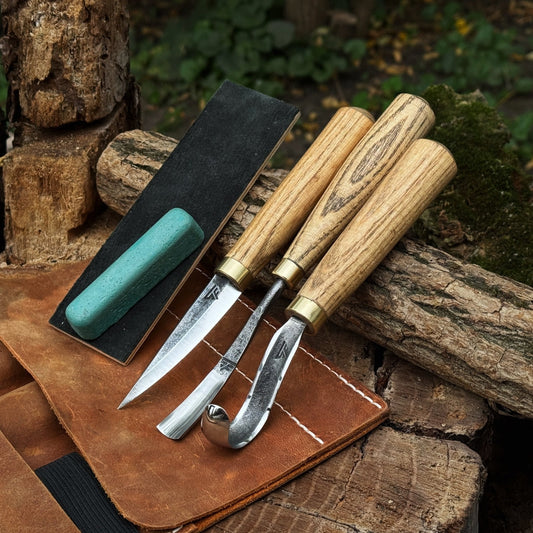 3-Piece Spoon Carving Tool Set with Sharpening Board