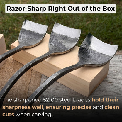 3-Piece Spoon (Short) Bent Gouge Set