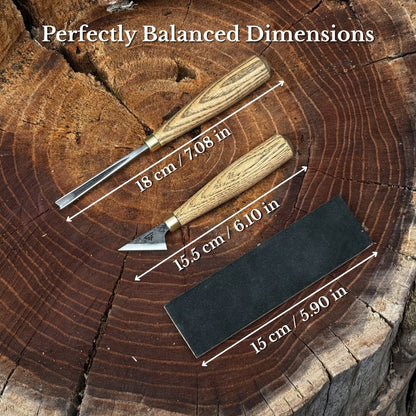 3-Piece Wood Carving Tool Set with Leather Case
