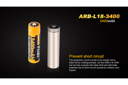 Fenix ARB-L18-3400mAh Rechargeable 18650 Battery - Norfolk Wood Shop