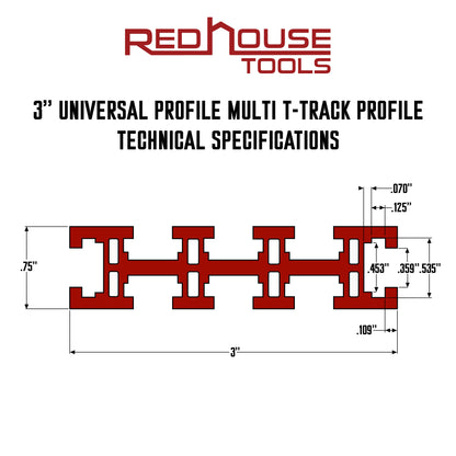 48" Universal Aluminum Woodworking Multi-T-track Rail/Fence (Single) - Choose Your Color
