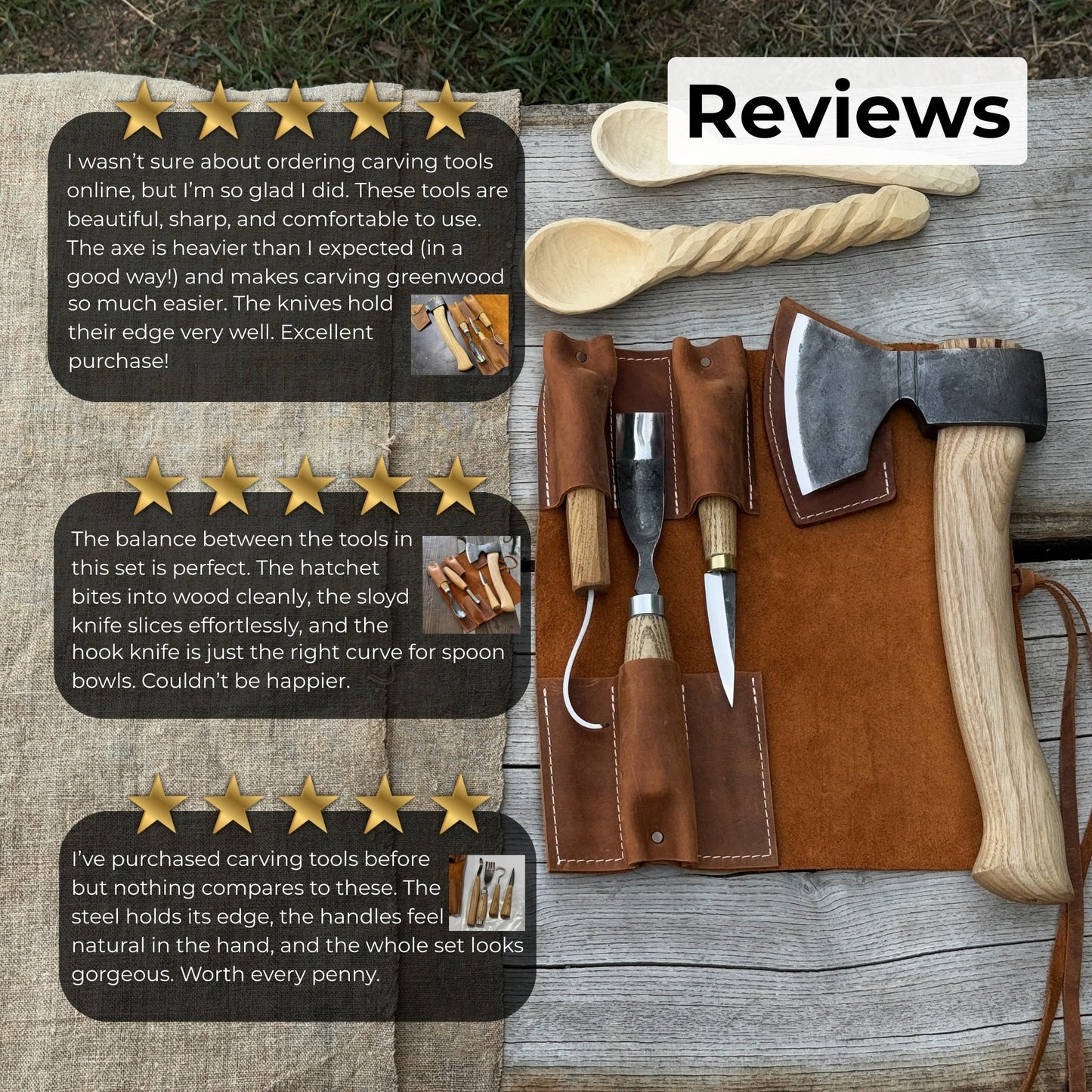 4-Piece Spoon Carving Tool Set
