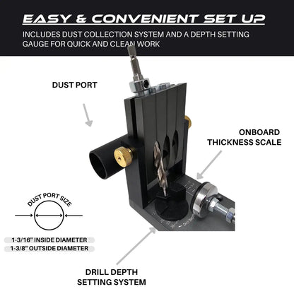 Massca M1 Aluminum Pocket Hole Jig System  (Upgraded Triple Pilot Hole )