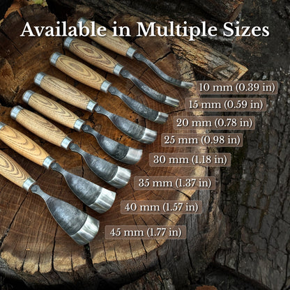 Curved Bowl Gouge, 10 - 45 mm (0.4 - 1.8 inches)