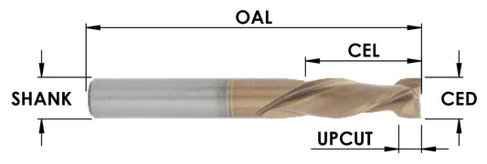 Sc Moab-Plus Coated 2+2 Compression Bit ( Hd Max Life) : 3/8 Cd X 1 Cl X 3/8 Shk X 3 Oal : 3/16 Upcut