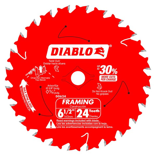Diablo D0624A 6-1/2 in. 24-Tooth Framing Saw Blade - Norfolk Wood Shop