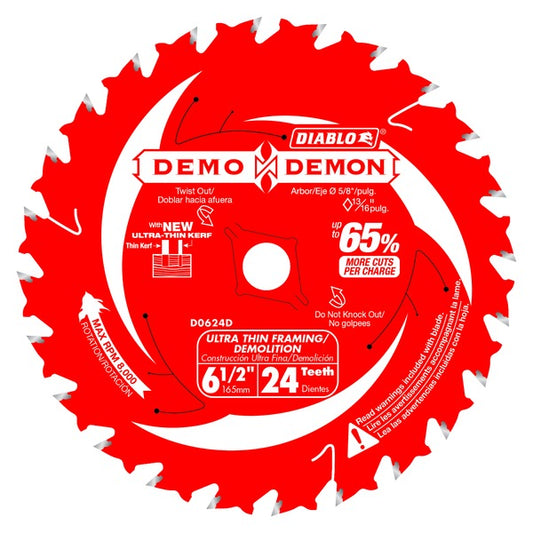 Diablo D0624DA 6-1/2 in. 24-Tooth Ultra-Thin Framing/Demolition Saw Blade - Norfolk Wood Shop