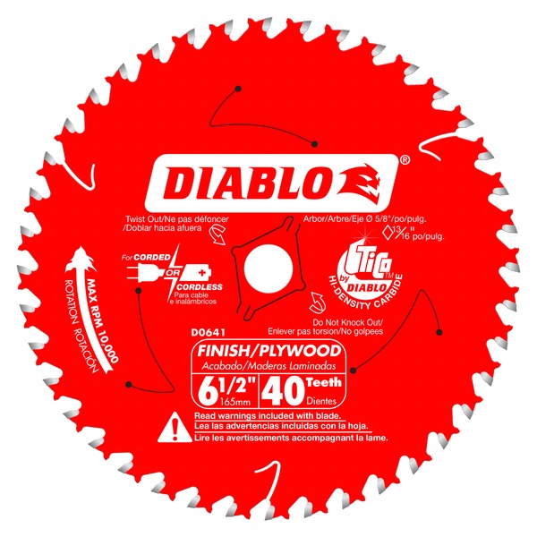 Diablo D0641A 6-1/2 in. x 40 Tooth Finish Trim Saw Blade - Norfolk Wood Shop