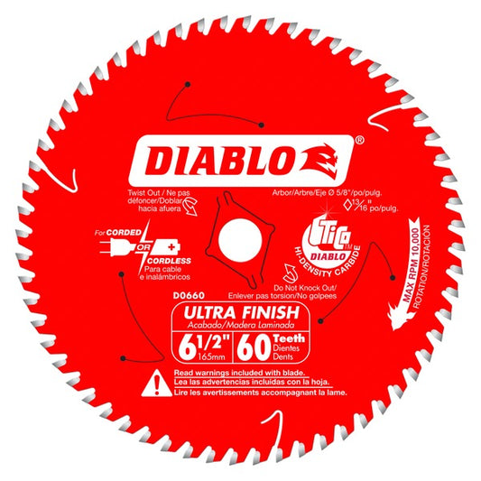 Diablo D0660A 6-1/2 in. x 60 Tooth Ultra Finish Saw Blade - Norfolk Wood Shop