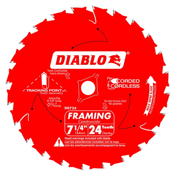 Diablo D0724A 7-1/4 in. x 24 Tooth Framing Saw Blade - Norfolk Wood Shop