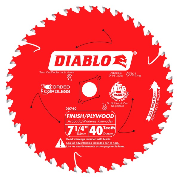 Diablo D0740A 7-1/4 in. x 40 Tooth Finish Saw Blade - Norfolk Wood Shop