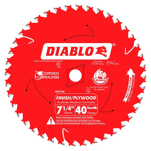 Diablo D0740A 7-1/4 in. x 40 Tooth Finish Saw Blade - Norfolk Wood Shop