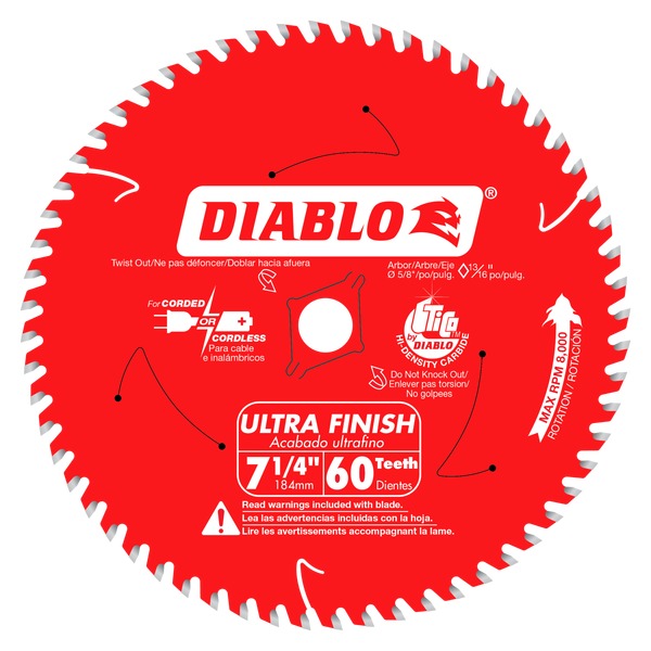 Diablo D0760A 7-1/4 in. x 60 Tooth Ultra Finish Saw Blade - Norfolk Wood Shop