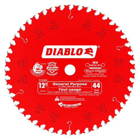 Diablo D1244X 12 in. x 44 Tooth General Purpose Wood Saw Blade - Norfolk Wood Shop