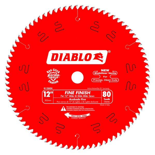 Diablo D1280X 12 in. x 80 Tooth Fine Finish Saw Blade - Norfolk Wood Shop