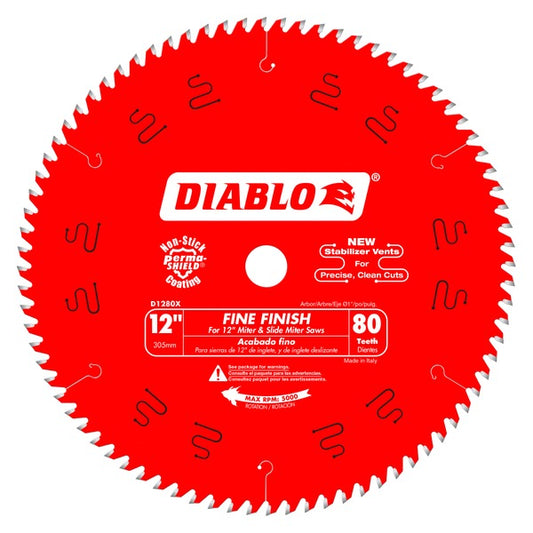 Diablo D1280X 12 in. x 80 Tooth Fine Finish Saw Blade - Norfolk Wood Shop