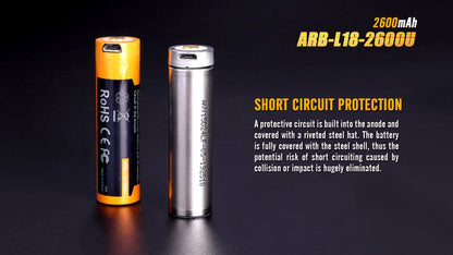 Fenix ARB-L18-2600U USB Rechargeable Li-ion 18650 Battery - Norfolk Wood Shop