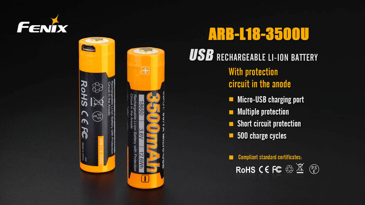 Fenix ARB-L18-3500U USB Rechargeable Li-ion 18650 Battery - Norfolk Wood Shop