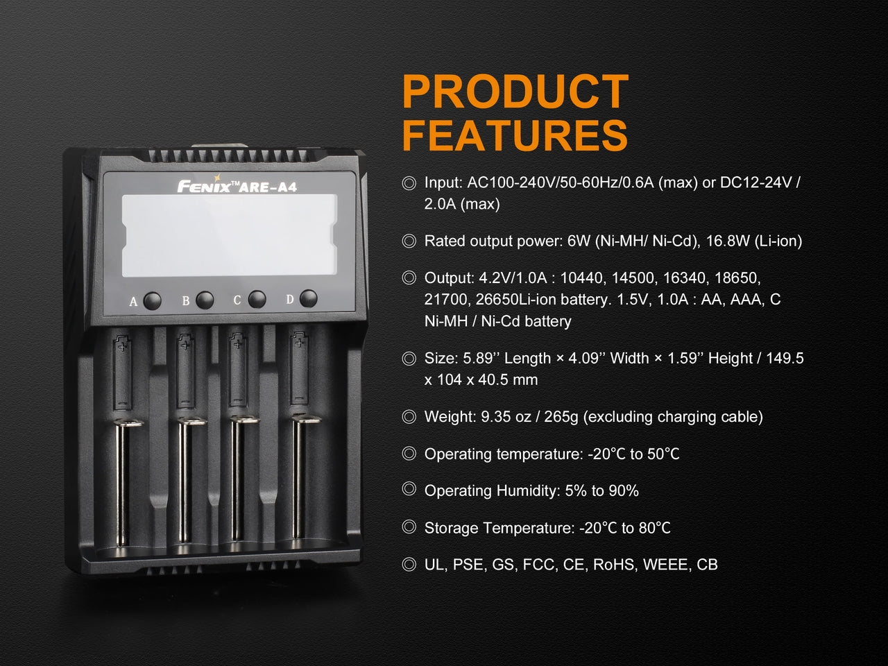 Fenix ARE-A4 Multifunctional Battery Charger - Norfolk Wood Shop