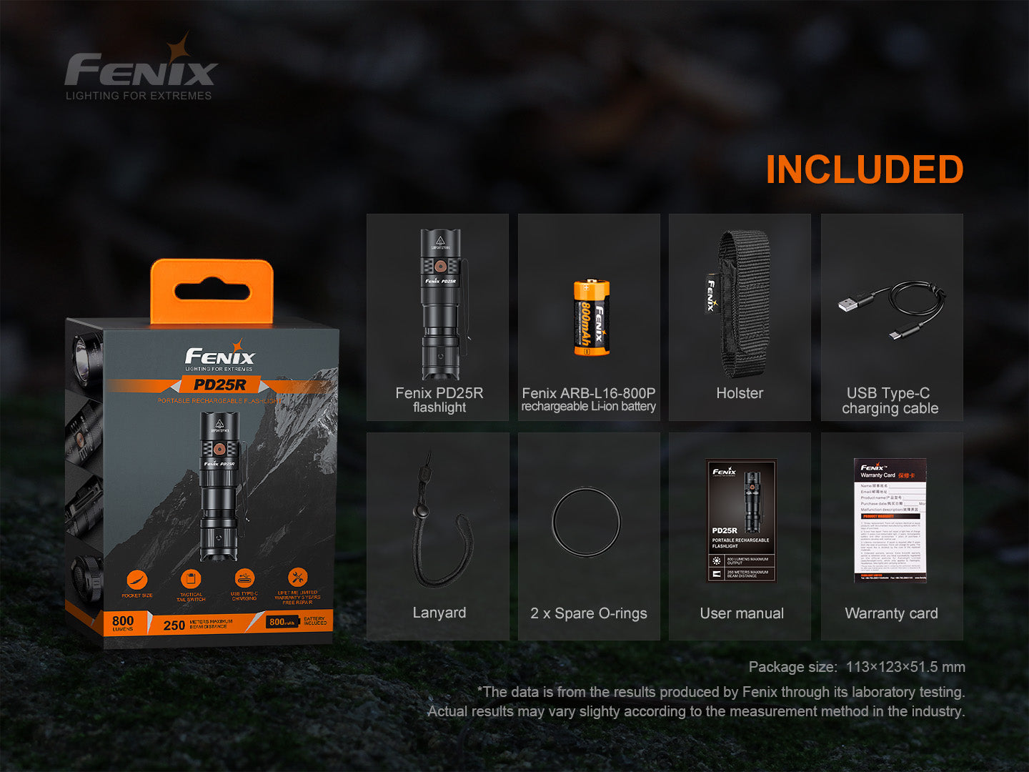 Fenix PD25R Rechargeable LED Flashlight - Norfolk Wood Shop