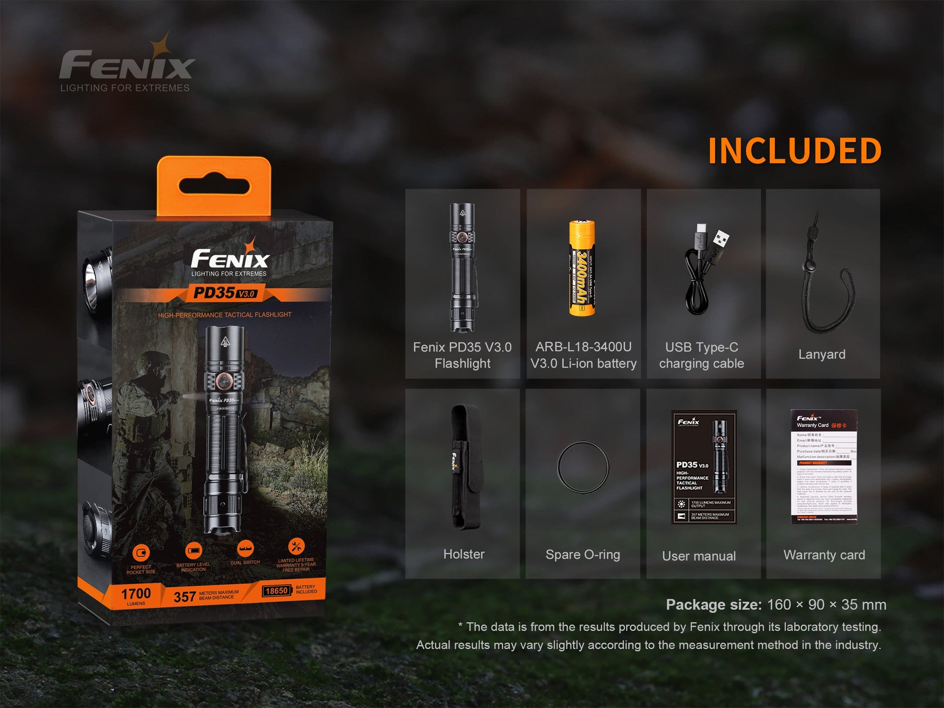 Fenix PD35 V3.0 Everyday Carry Flashlight - 1700 Lumens - Norfolk Wood Shop