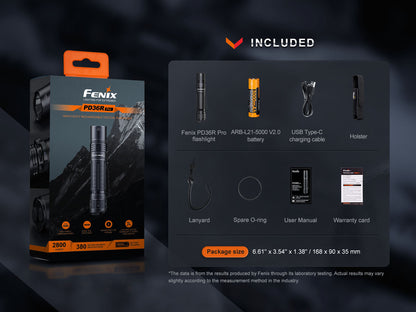 Fenix PD36R Pro 2800 Lumen Flashlight + FREE E03R V2 Keychain Light - Norfolk Wood Shop