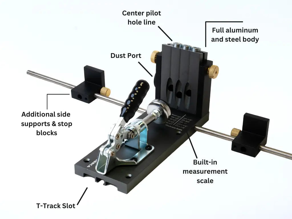 Massca M2 PRO Aluminum Pocket Hole Jig System  (Upgraded Triple Pilot Hole )