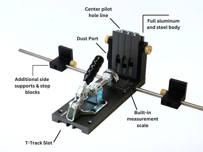 Massca M2 PRO Aluminum Pocket Hole Jig System  (Upgraded Triple Pilot Hole )