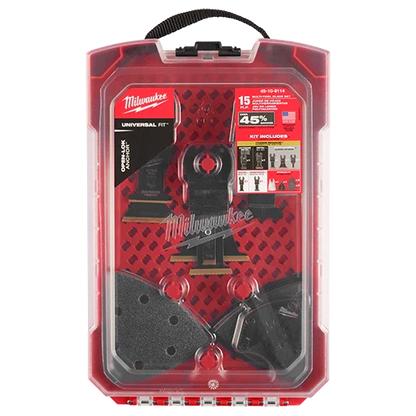 Milwaukee 49-10-9114 MILWAUKEE® Universal Fit OPEN-LOK™ 15PC Oscillating Multi-Tool Blade Kit w/ Modular Case