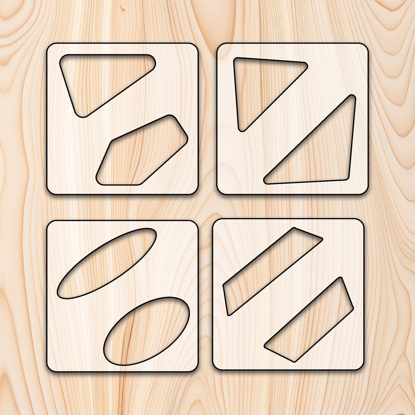 Recessed Handle Cutting Board or Charcuterie Board Acrylic Router Template Kit (4 Piece Template Kit)
