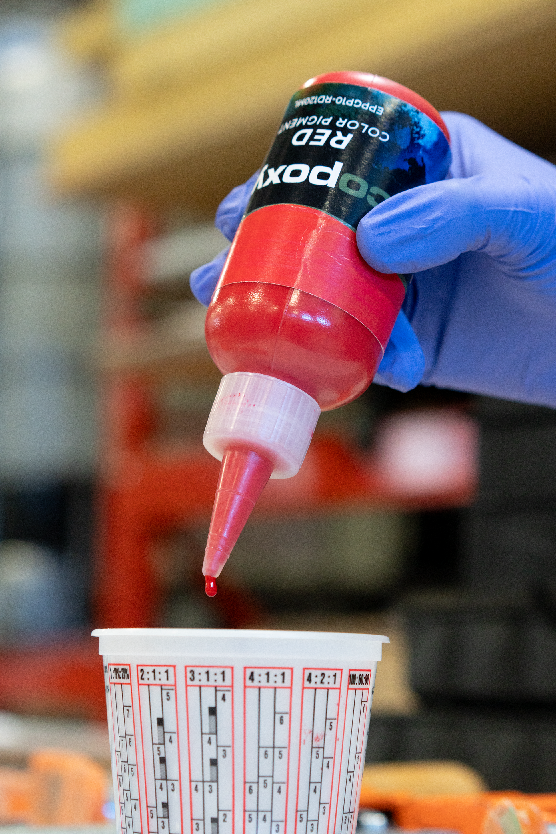 epoxy pigment added to container